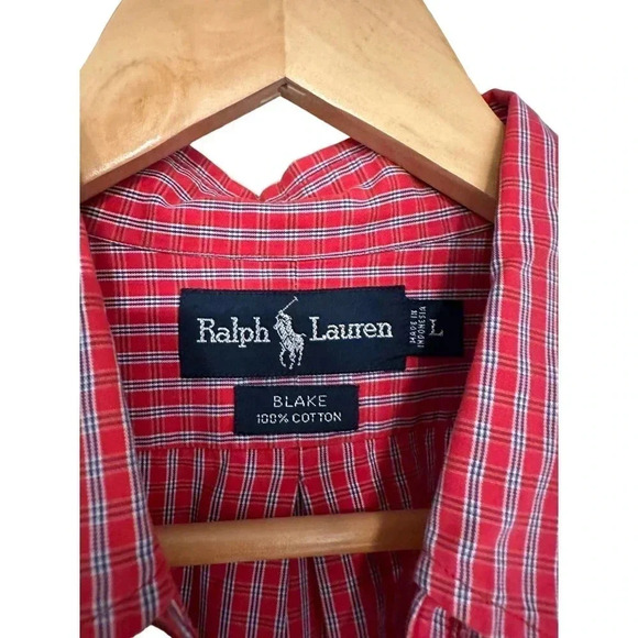 Ralph Lauren Men's Red Long Sleeves Button Down Collared Shirt Size Large - Picture 5 of 5